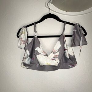 Floral Silver Women's Crop Top and Pant Set